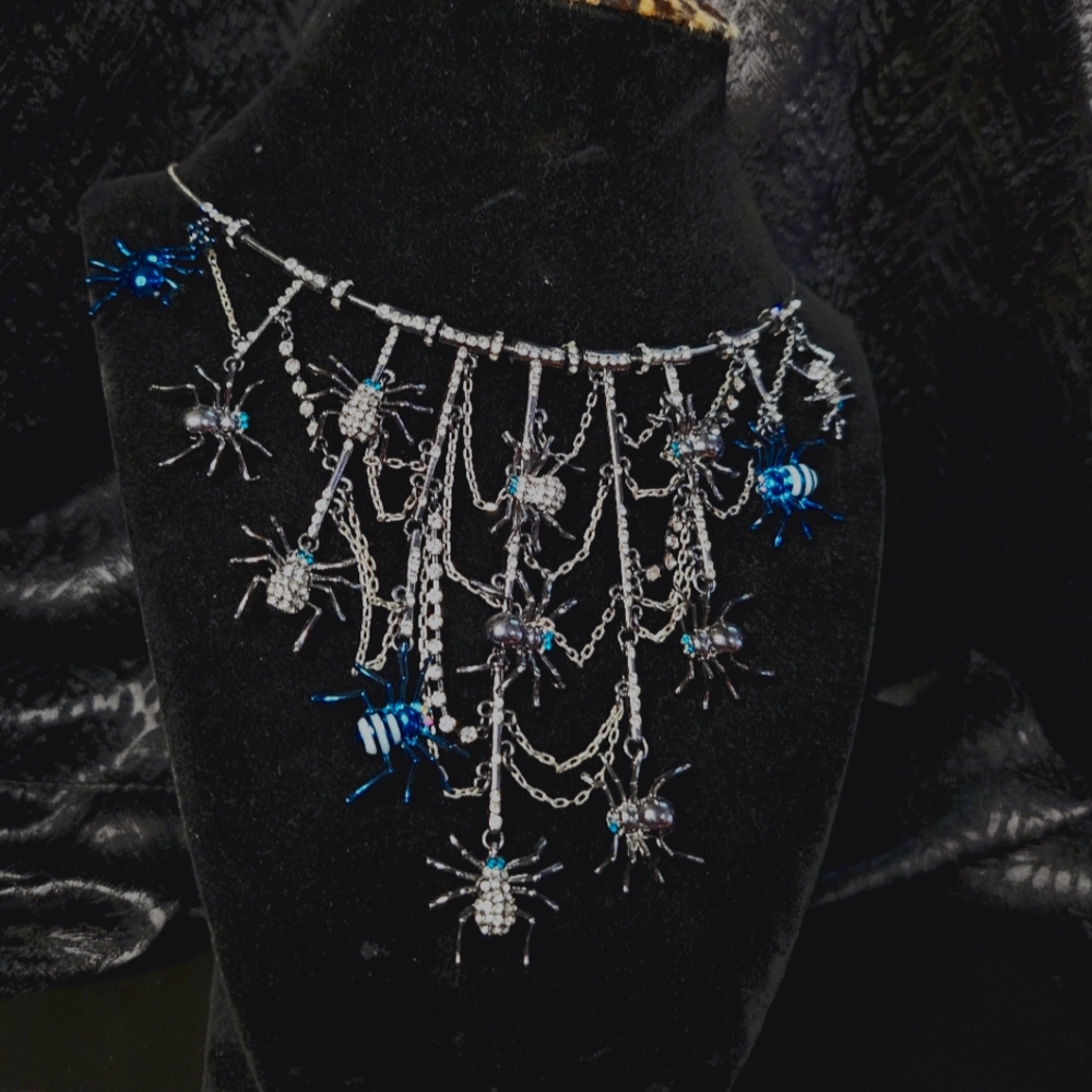 Betsey Johnson Spider Web Statement Necklace - image 2